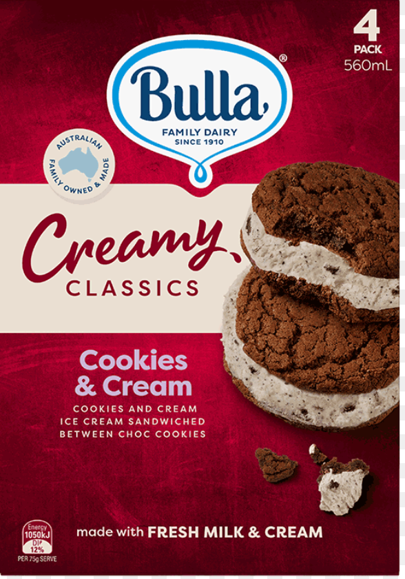 Cookies and Cream Ice cream Sandwich